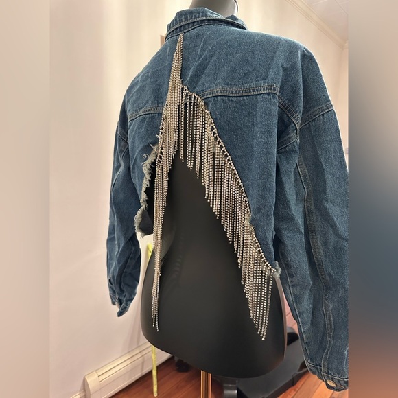 NWOT Denim rhinestone jacket, size medium - Picture 2 of 2